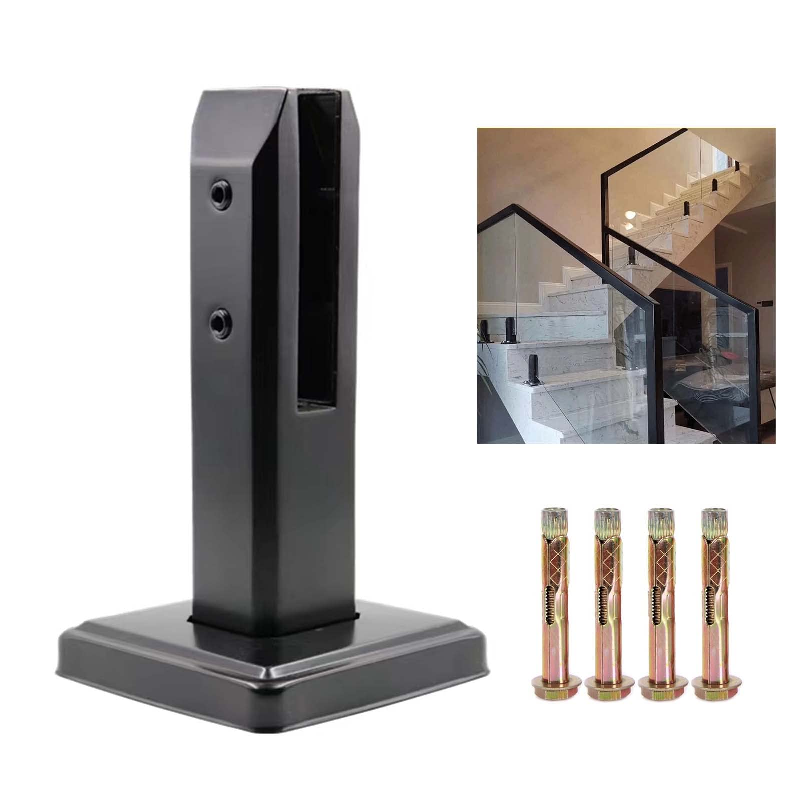 KMERCE BLJ-001B Large Black Glass Stair Clamp for Swimming Pools 304 Stainless Steel Wall Mounting Clamp for Handrail, Balcony, Staircase Ramp, Hotel Rail, H160 mm