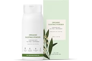 KR Organic Anti Fungal Dusting Powder Fortified with Tea Tree & Peppermint 100g | Talcum Free Powder for Face & Body | Skin B