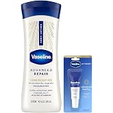 Vaseline Intensive Care Lotion, Unscented, Advanced Repair &ndash; Non-Greasy Moisturizer for Extremely Dry Skin + Professional Lip Therapy Tube