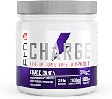 PhD Charge All-In-One Pre Workout with Creatine 20 Servings Grap e Candy 300g