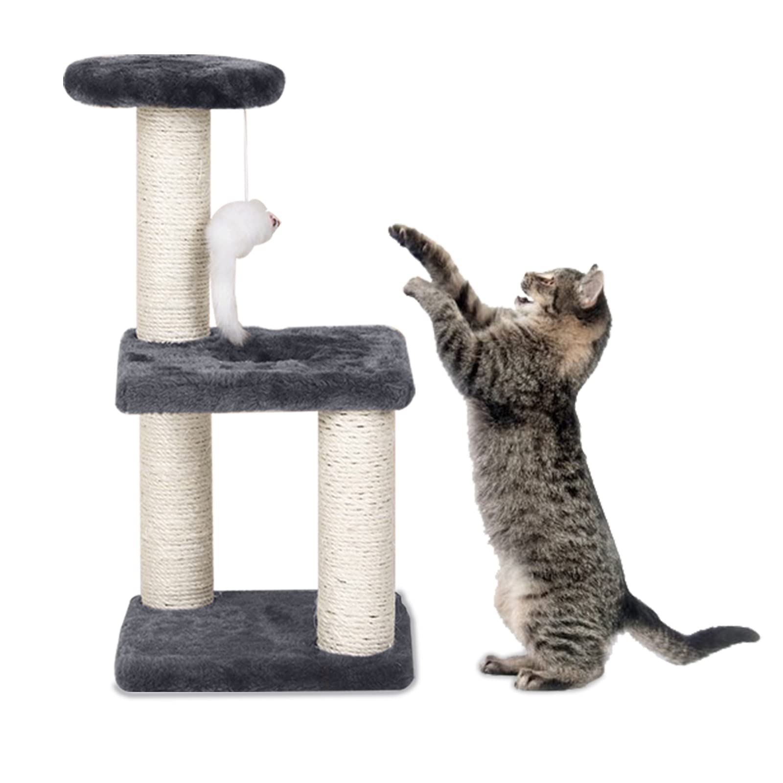 Small Cat Tree With Sisal Scratching Pole, Interactive Toys for Indoor Cats, Scratching Post, Easy Installation Tower for Small Cats