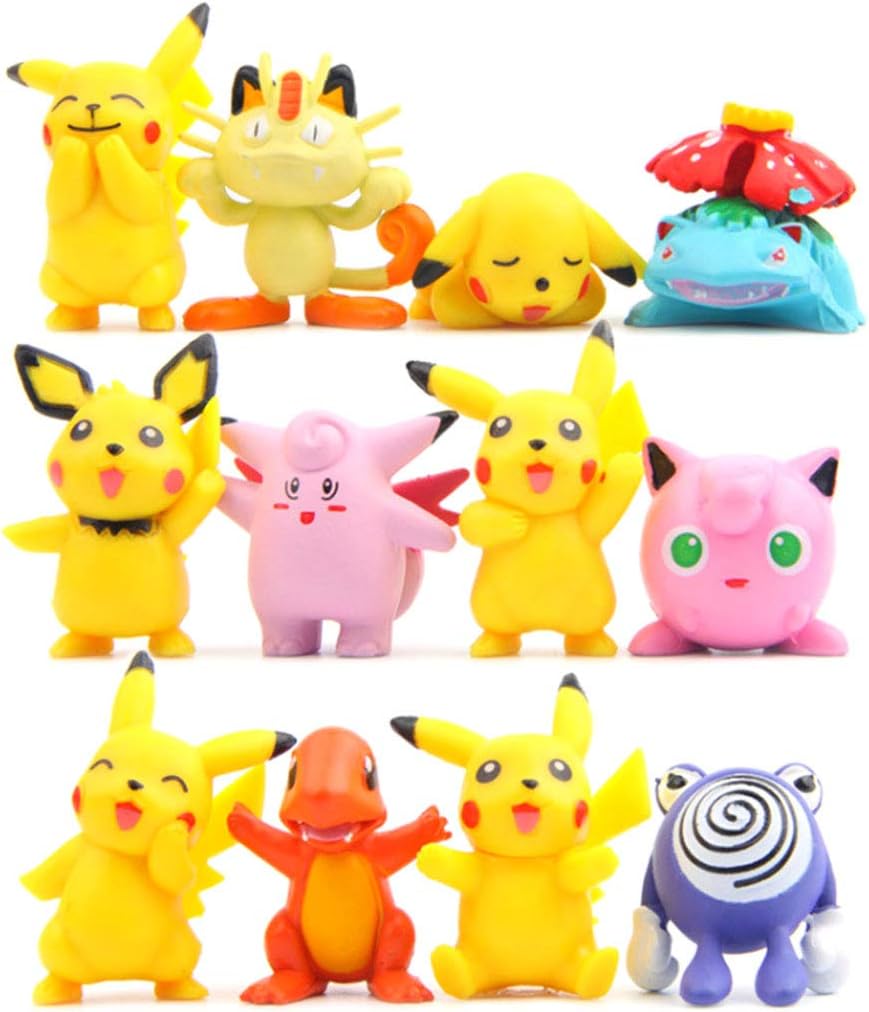 Demiwolf Pikachu Go Cake Toppers,Cupcake Toppers Picks for Kids Birthday Party, Baby Shower Cake Decorations for Boy and Girl