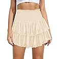 MIYIEONZ Women's Cute High Waist Ruffle Mini Skirt Layered Ruffle Hem Flared Flowy Casual Swing Beach Mini Short Skirt
