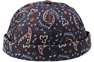 Docker Cap for Men Adults Brimless Hats Rolled Cuff Worker Skullcap Beanie Adjustable Retro Summer Cap Hat