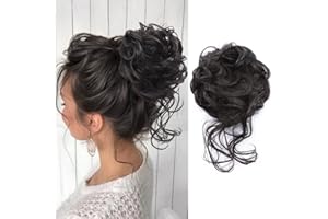KETHBE Messy Bun Hair Piece Tousled Updo Hair Buns Extension Elastic Hair Band Hair Pieces Curly Hair Bun Scrunchie For Women (Brownish Black)