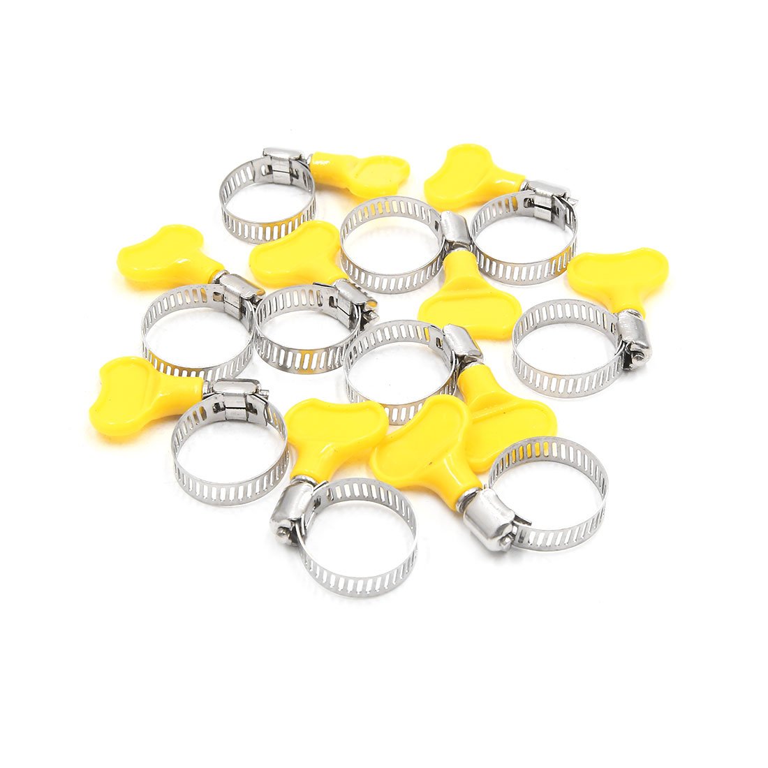sourcingmap 10Pcs Car Metal Adjustable 16-25mm Hose Clamp Fuel Tube Tight Clip W Plastic Handle