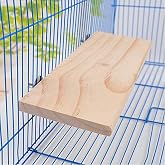 Litewoo Parrot Bird Wood Perch Platform Large Stand Shelf for Budgie, 1PC | Natural wood, sturdy flat bird perch shelf, for small-medium birds/parakeet/cockatiel/conure, easy install &amp; adjustable