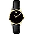 MOVADO Swiss Museum Classic Black Dial Women's Gold PVD Slim Leather Watch