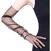 Kullnicawa Women Tulle Gloves, Sexy Sheer Long Glove for Wedding Prom Cosplay Ball Cocktail Opera Parties Halloween Christmas