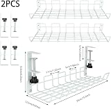 CYEER 2PCS White Under Desk Cable Management Tray No Drill Clamp Mount Metal view 2