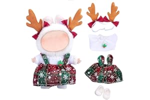 17cm Doll Clothes Set Compatible with LABUBU, Christmas Santa Snowman Cute Dress Outfit Set Fashion Clothes Doll Accessories 