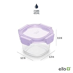 Ello Color Lock 2 Cup 6PC, 3 Pack Glass Meal Prep