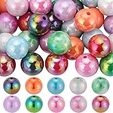 SUNNYCLUE Bubblegum Beads Acrylic Beads Bulk 16mm Large Round Opaque Colorful AB Color Craft Chunky Bubble Gum Beadable Pen Chunk Plastic Spacers for Jewelry Making Beading Supplies