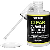 FOLLOWIN Automotive Clear Coat,Gloss Clear Finished Car Touch Up Paint,Use on Exterior & Interior Multi-Surface,Water Based Topcoat for Metal,Wood,Wall 1oz/30ml