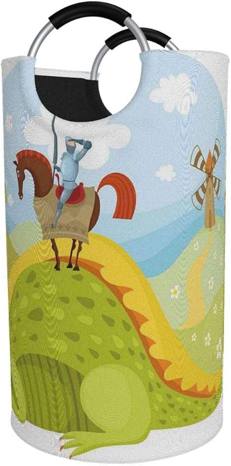 Amazon Wotaka ランドリーバスケット ドラゴンバレーの中世のおとぎ話のイメージの馬と騎士ドンキホーテ ランドリーバッグ 洗濯かご おりたたみ 洗濯カゴ おしゃれ 収納ボックス おもちゃ収納 ランドリー収納 オンライン通販