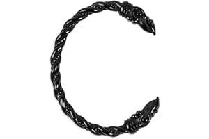 HAQUIL Viking Stainless Steel Wolf Raven Bear Head Cuff Bracelet for Men, Viking Jewelry Gifts