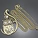 Q&Q Fashion Gold Plated Vintage Ornate 3D Owl Moon Watch Clock Hand Gear Cog Steampunk Chain Fancy Dress Necklace