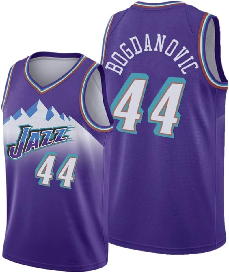 Herren Basketball Trikots Wsf Jersey 44 Bogdanovic Utah Jazz Team New Stoff Unisex Sleeveless T Shirt Basketball Trikot Swingman Anzug Lila Basketball Sport Freizeit