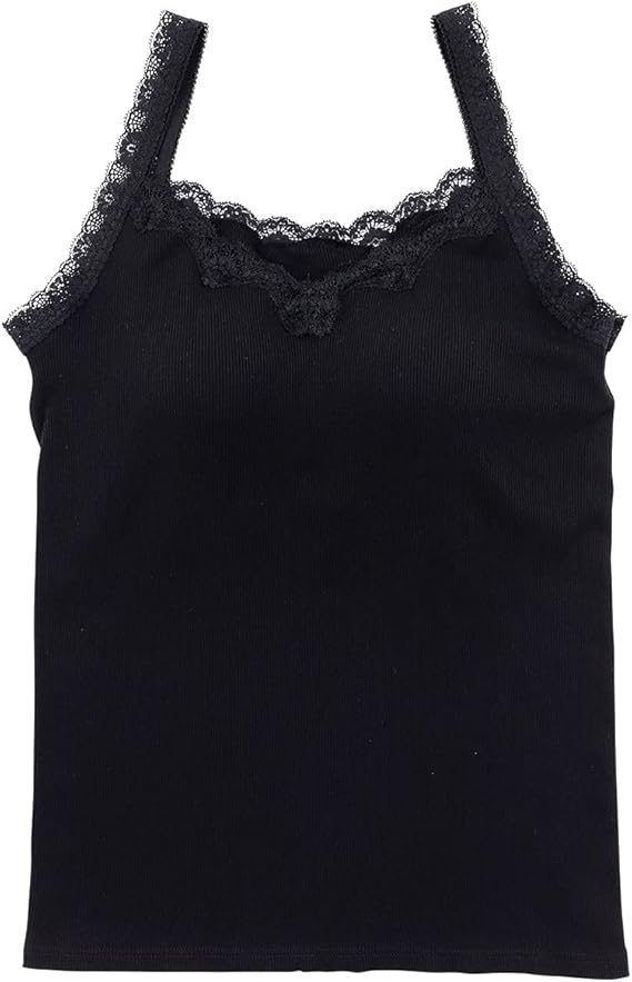 Amazon ブラトップ レディース タンクトップ レース付き カップ付き リブ素材 綿100 2枚組 インナーキャミソール タンクトップ 通販