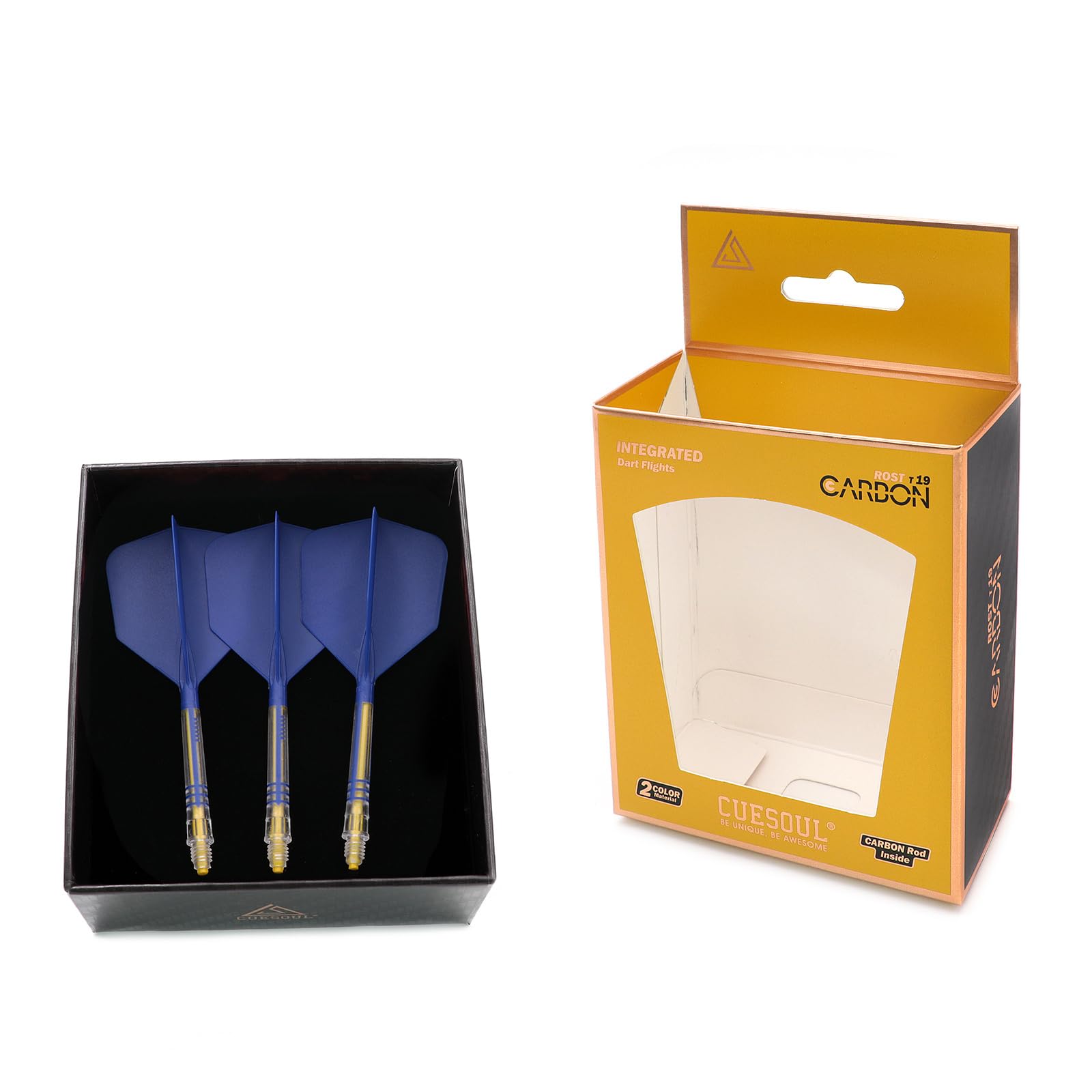 CUESOUL ROST T19 Carbon Integrated Dart Shaft and Flight Big Wing Shape,Set of 3