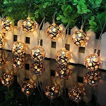 Casemantra Led Diya Diwali Light Curtain, String Lights with Hanging Diyas, Decoration Lighting, Metal Ball String Lights coppery Fairy Lights (Metal Ball String Lights coppery)