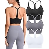 Evercute Racerback Sports Bras Padded Y Racer Back Cropped Bras for Yoga Workout Fitness Low Impact