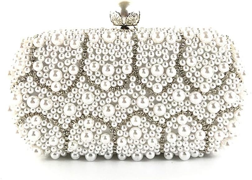 Gogoodgo Womens Clutch Luxury Purse Evening Bags Full Beaded Artificial Pearls Handbag for Wedding Parites Prom