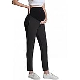 CFRTMTBB Maternity Pants Over The Belly Casual Stretchy Ankle Scrub Pants Work Golf Business Pregnancy Trousers with Pockets
