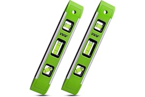 VNW 9 Inch Torpedo Level, Magnetic Bubble Level with 45°/90°/180° Bubble Vials, Shock Resistant Leveler Tool for Measuring (2)