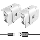 6amLifestyle Rechargeable Xbox Controller Battery Pack, Play and Charge Kit with Cable Compatible with Xbox Series X|S, Xbox One, S, X, Elite, Replacement Accessories,2 Pack Batteries, 4 Covers,White