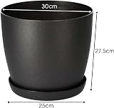 B2C Flower Pots 30 cm Black Matt with Saucer Planter 8 Sizes 7 Colors view 5