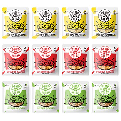 PIMP MY SALAD Cashew Parmesan, Coconut Bacon, Super Seeds | Keto, Gluten Free, Paleo, Dairy Free | Crunchy Meal & Salad Toppings Made with Whole Food Ingredients | 12 Single Serve Packets