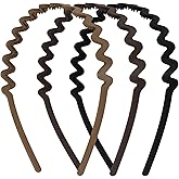 Hotalisona Headbands for Women Fashion Wavy Plastic Black Headbands with Teeth Hair Accessories Non Slip for Women Men Girls 3PCS