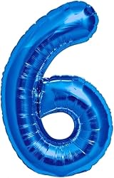 Jonami Balloon 6th Birthday Blue XXL 40” Foil Balloon Flys with Helium view 1