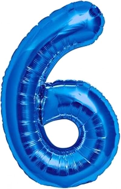 Jonami Balloon 6th Birthday Blue XXL 40” Foil Balloon Flys with Helium
