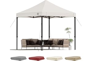 MORIKORO 10x10 Heavy Duty Pop Up Canopy Replacement Top, 10x10 Canopy Replacement Top Waterproof UV Protection, 600D Oxford Fabric Outdoor Tent Cover for Backyard/Patios/Parties/Camping Sun Shade (Beige)