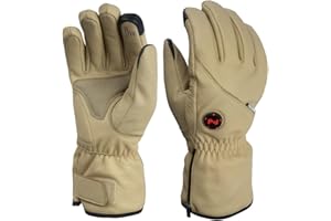Fieldsheer Ranger Heated Work Gloves - Waterproof with Goatskin Leather Shell & Soft Fleece Liner, Reinforced Anti-Slip Palms, Light Tan, X-Small