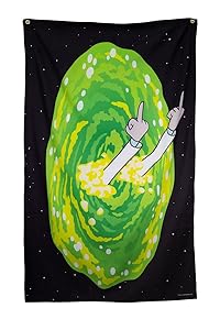 Calhoun Rick and Morty Indoor Tapestry Wall Banner (30" by 50") (Rick Middle Finger)