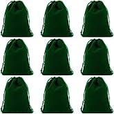 Snadulor 20 Pcs Solid Color Velvet Drawstring Bags for Jewelry Party Favor Gift Velvet Bags Wedding Favors,Candy Bags,2.8"x3.6",Green