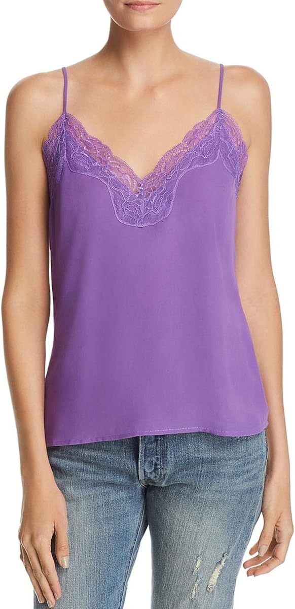 WAYF Womens Evie Lace-Trim V-Neck Camisole: Clothing