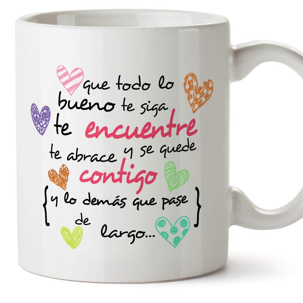 MUGFFINS Original Breakfast Mugs with Motivational Happy Phrases [Spanish Language] Model 1