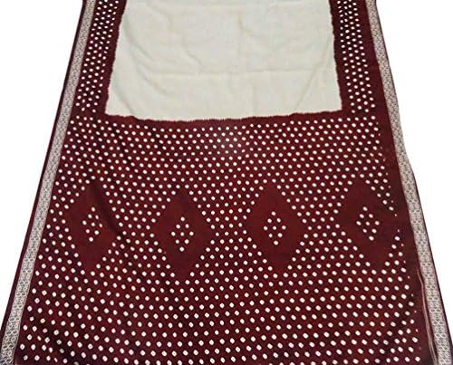 Indian Vintage Saree Crepe Blend Material Bandhani Printed Crafted Material Used Grey Curtain Drape Women Wrap Sarong Dress