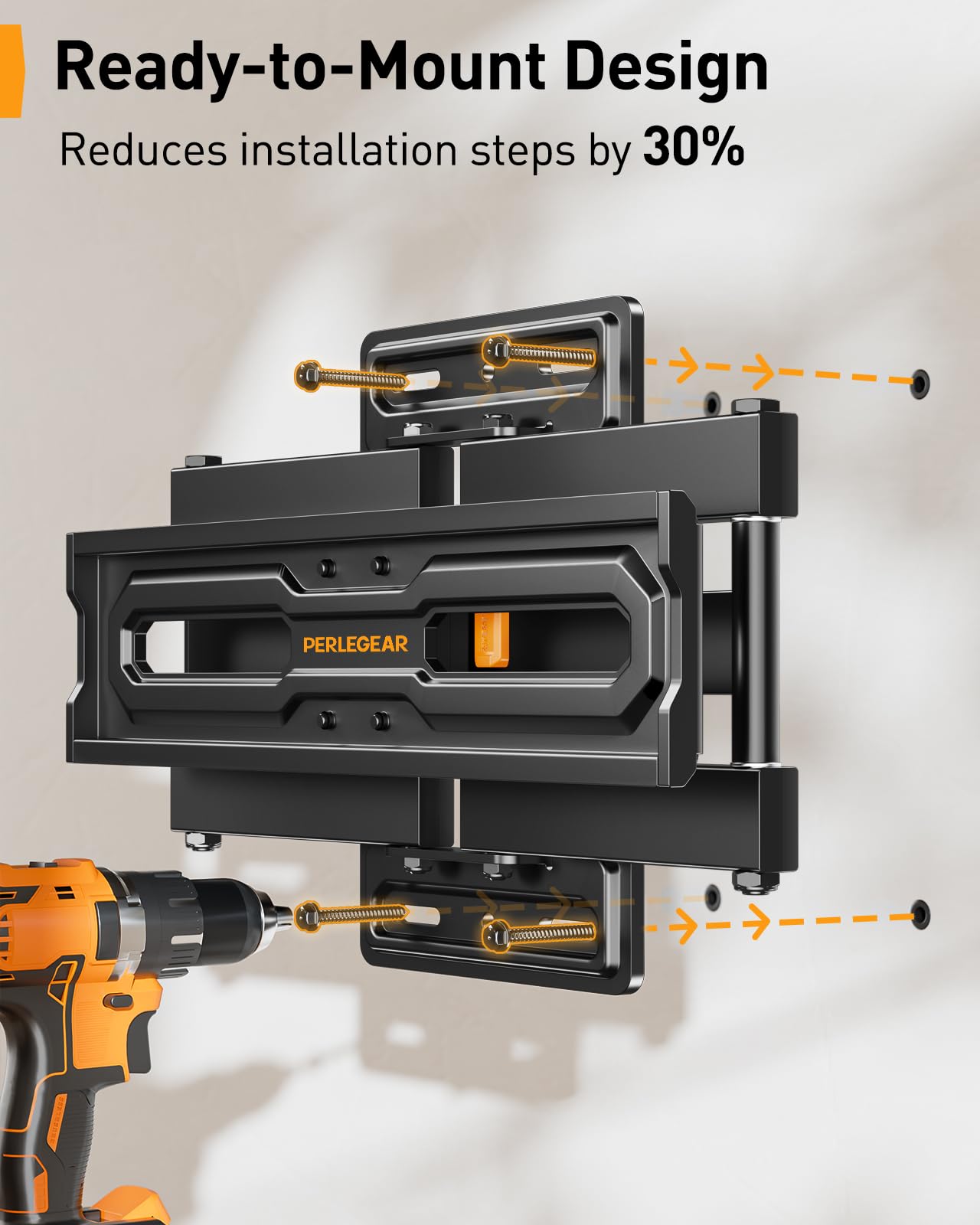 Perlegear TV Wandhalterung für 23-70 Zoll TVs bis 50 kg, Höhenverstellbare Wandhalterung Fernseher mit Schnelle Neigungsverstellung, Fernseher Halterung 55 Zoll Schwenkbar, Max VESA 400x400 mm 7