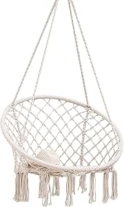 Columpio de macramé Lawei con kits para colgar, de algodón tejido a