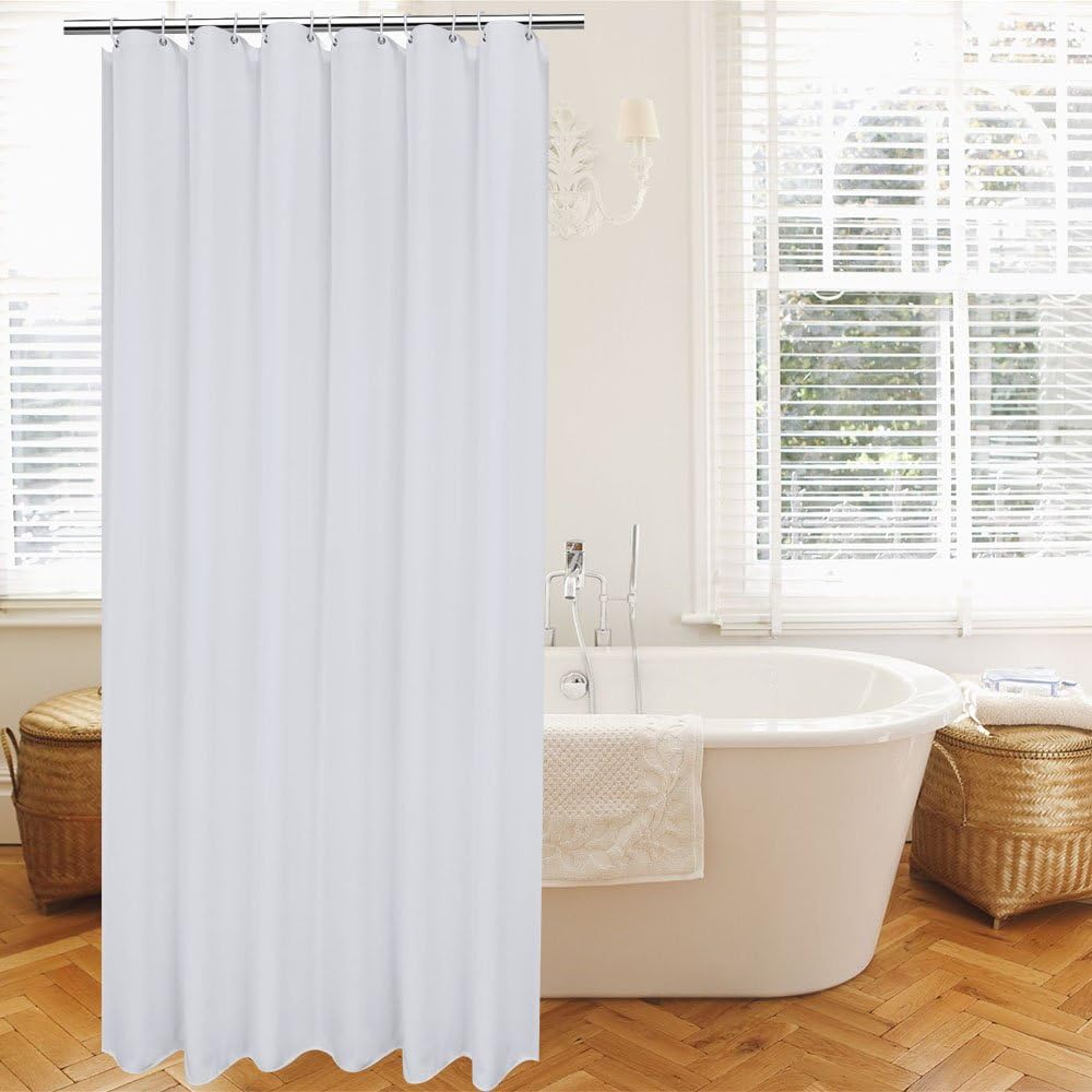UFRIDAY 36 Inch Shower Liner, Solid White Fabric Shower Curtain