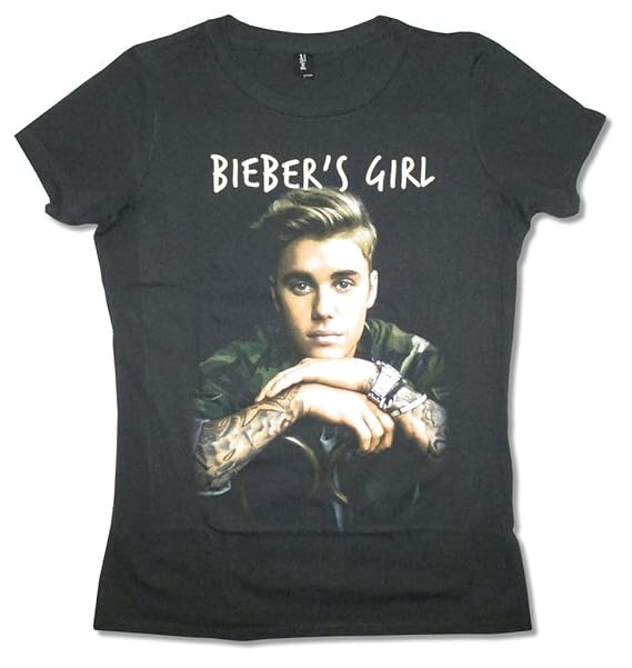 Justin Bieber Biebers Girl Juniors Black T Shirt