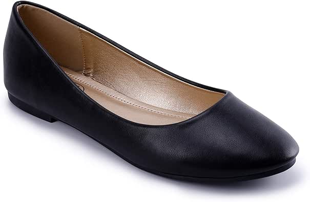 Amazon.com | Trary Women's Classic Round Toe Slip on Ballet Flat Shoes ...