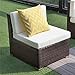 Wisteria Lane Patio Furniture Sofa Set, 7 PCS Outdoor Sectional Sofa Seating with Ottoman and Table, All Weather Brown Wicker