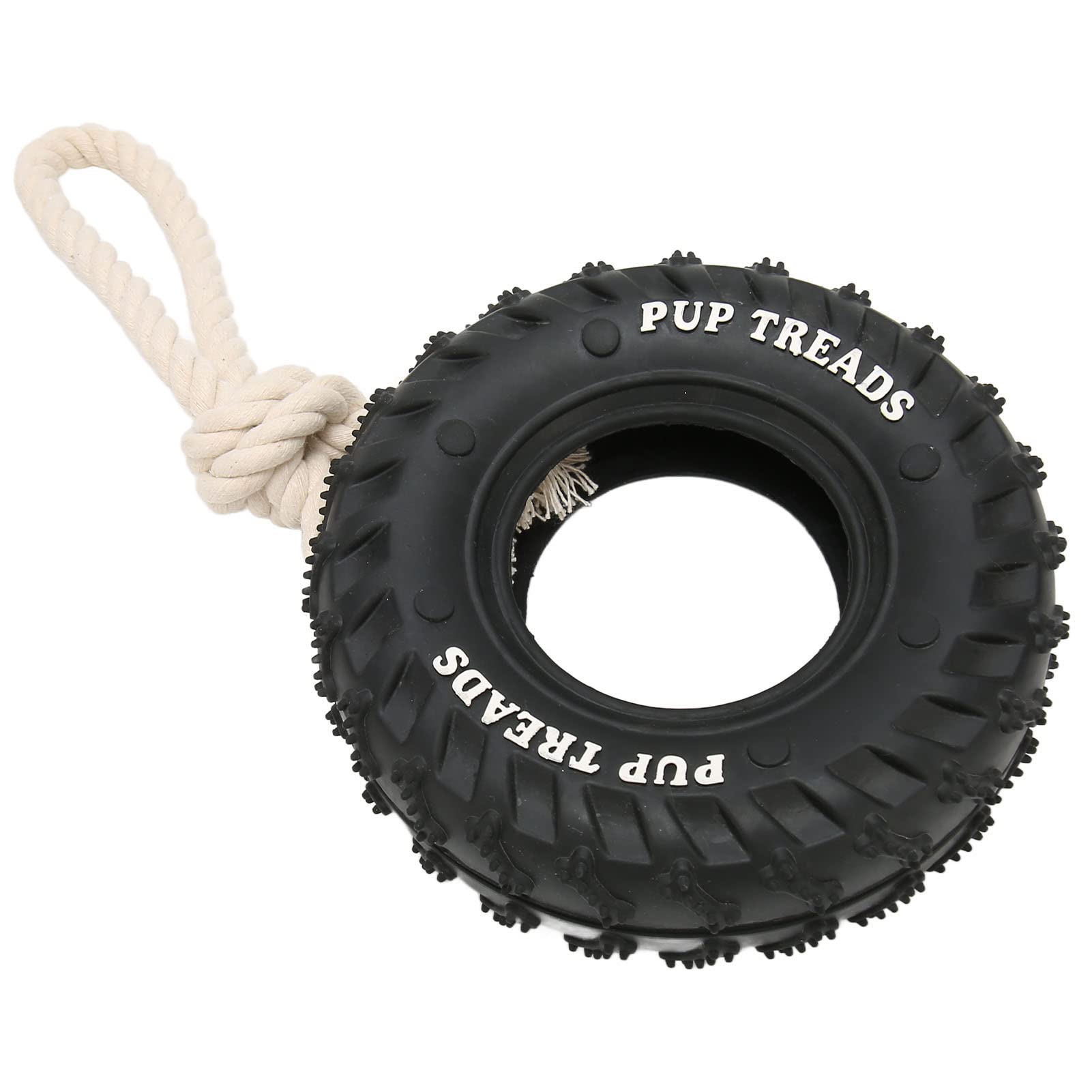 Dog Rope Toy, Dog Rope Toys, Treat Dispenser Tyre Toy for Dogs, Bite Resistant Dog Mature Chew Toy Dog Toys Rope Interactive Dog Toys with Rope for Medium Dogs (Black)