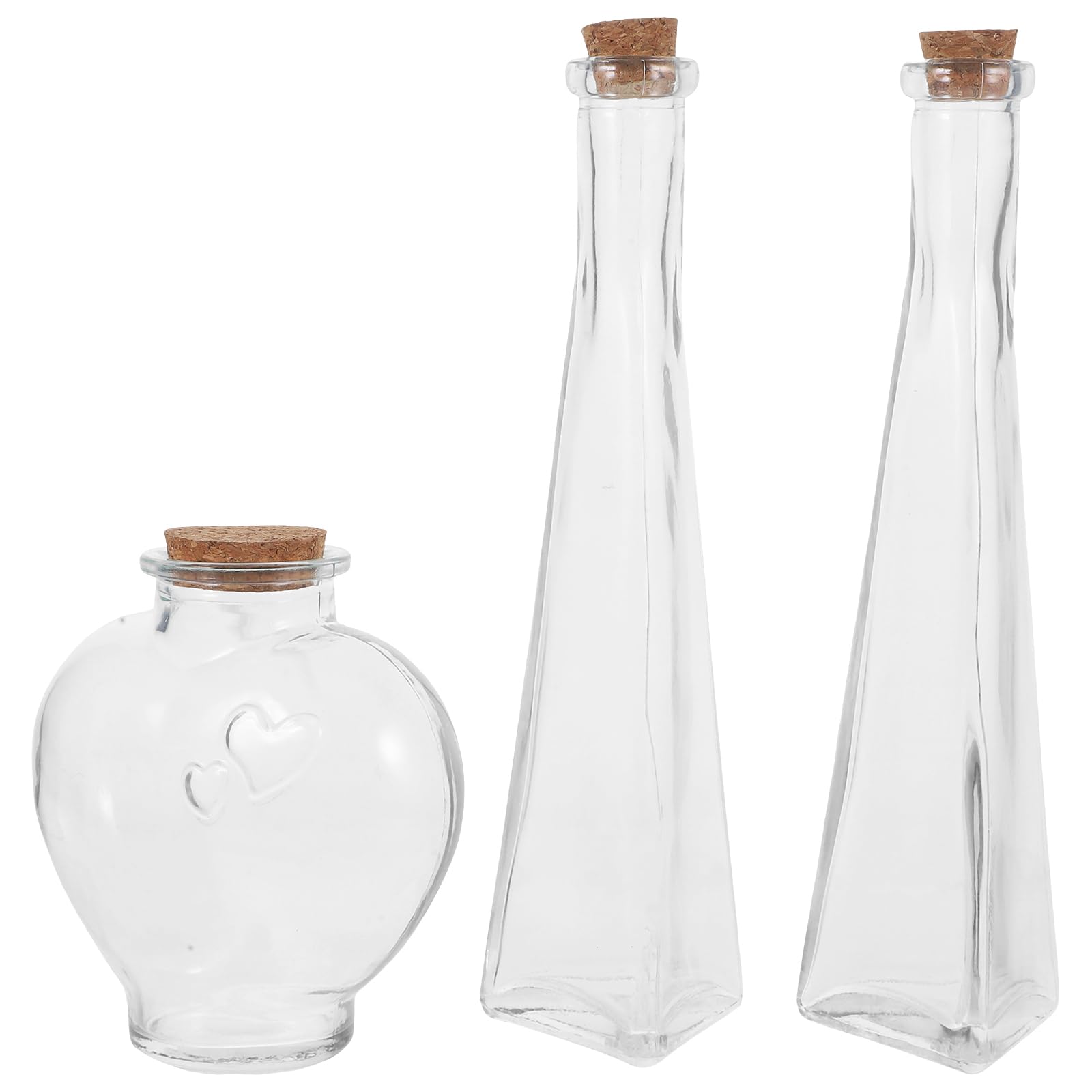 Garneck Unity Sand Ceremony Kit - 3pcs Handmade Decorative Vase Set with Cork Lids - Sand Wedding Decorative Glass Jars